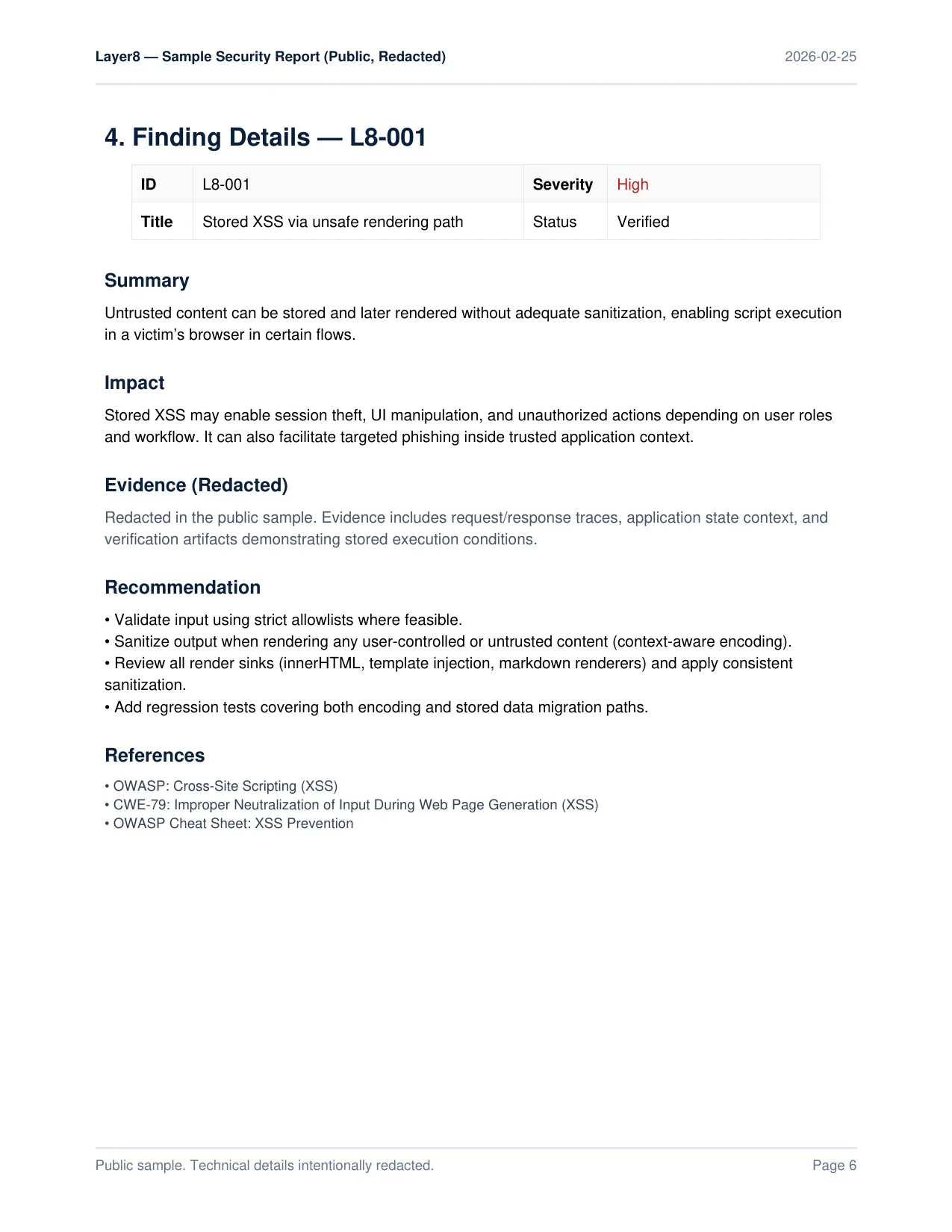 Finding Details sample